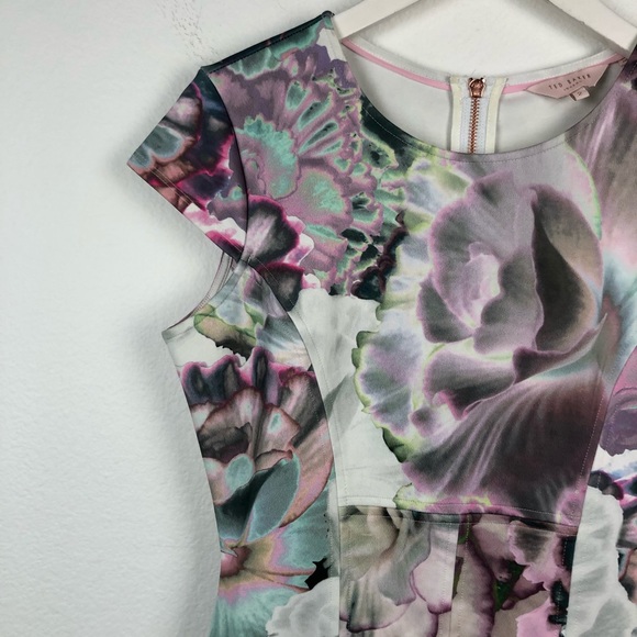 Ted Baker floral Mah pleated A line cocktail dress - Picture 5 of 8